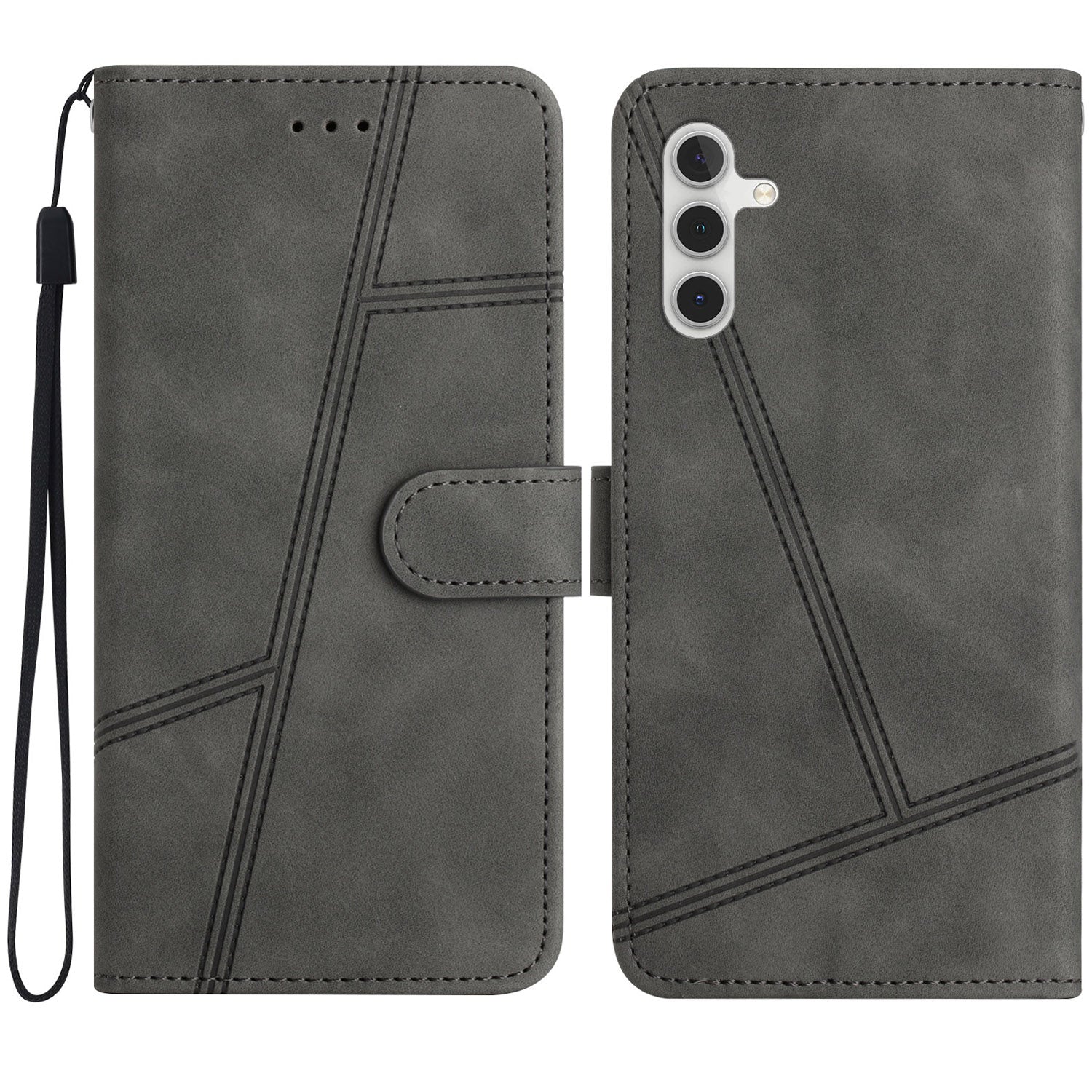 For Samsung Galaxy S23 FE Vintage Leather Phone Case Lines Imprinted Wallet Stand Skin-touch Cover For Samsung Galaxy S23 FE Vintage Leather Phone Case Lines Imprinted Wallet Stand Skin-touch Cover